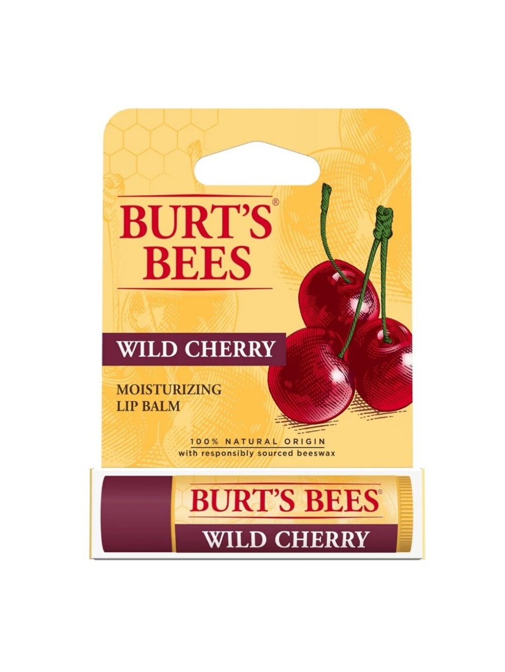 Wild Cherry 100% Natural Moisturizing Lip Balm, Burt's Bees NIB A1